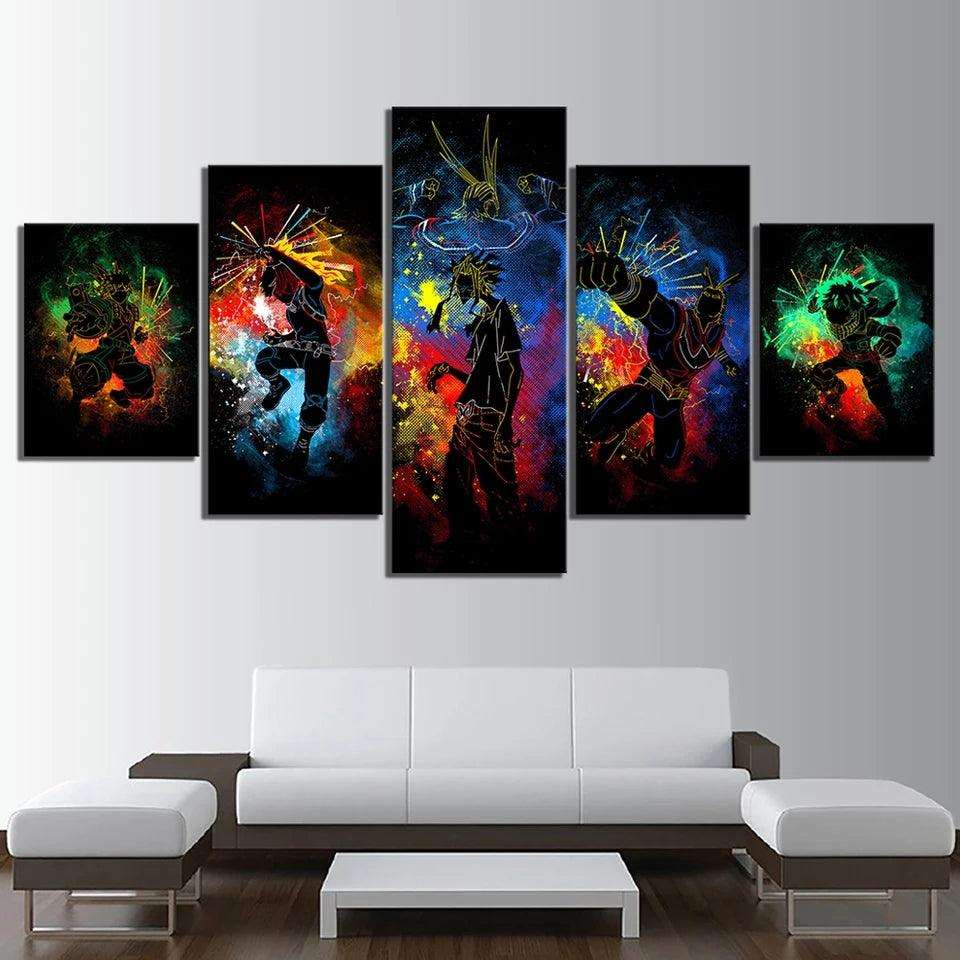 Abstract Hero Academia 5 Piece Canvas Poster - KUUMIKO